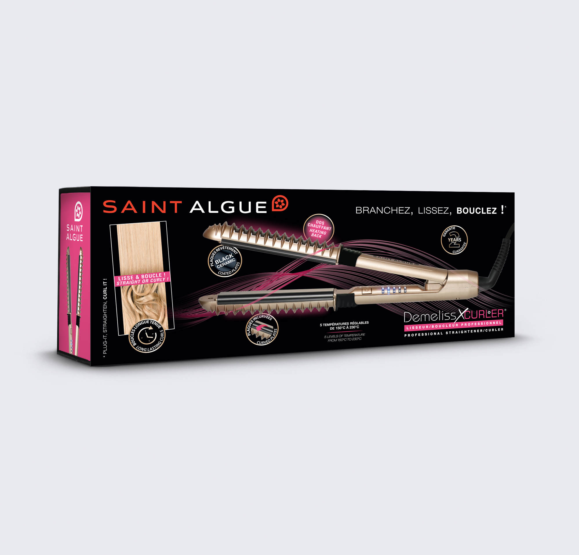 Demeliss - Saint Algue - TITANIUM, Lisseur Vapeur + Tapis trousse  thermorésistante + Sérum de Brillance 50ml aux Protéines de Soie après  Coiffage