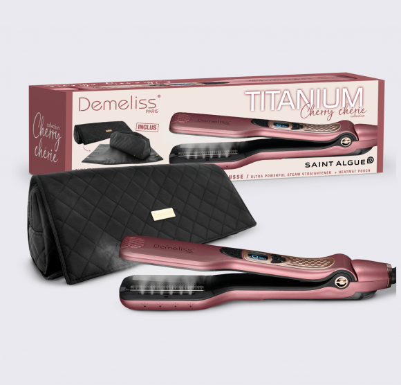 Lisseur vapeur Demeliss TITANIUM + Trousse Édition exclusive Cherry Chérie
