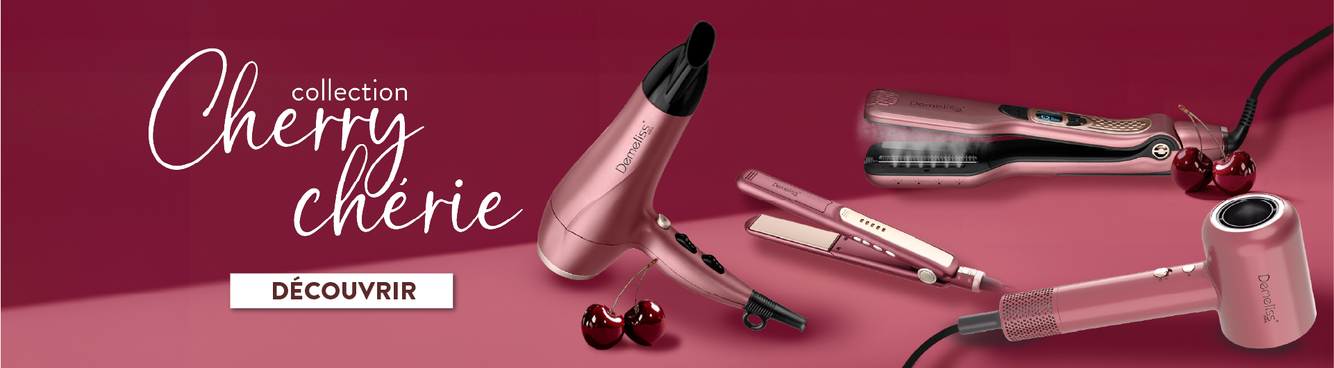 Cherry Chérie - Collection capsule exclusive - Beauté Demeliss - Lisseur & Sèche-cheuvex - TITANIUM